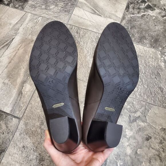 Vionic Orthaheel Point Dark Brown Leather Chunky Heel Ankle Boots Booties 9 - Picture 7 of 9